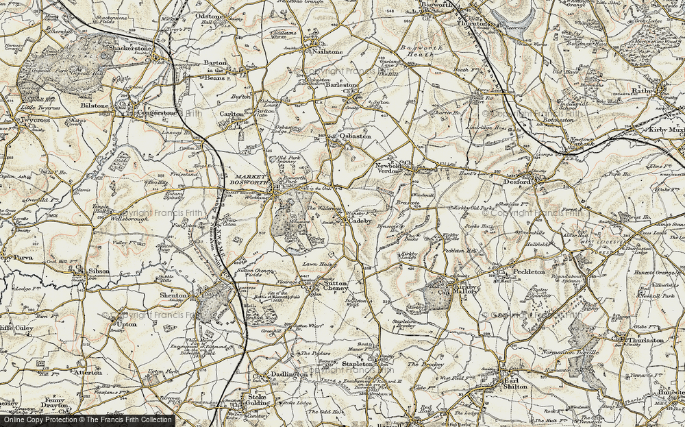 Old Map of Historic Map covering Bosworth Park in 1901-1903