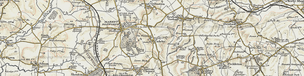 Old map of Cadeby in 1901-1903