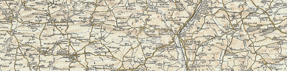 Old map of Cadeleigh in 1898-1900