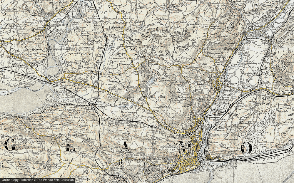 Old Map of Historic Map covering Bryn-rhôs in 1900-1901