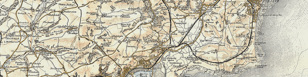 Old map of Cadoxton in 1899-1900