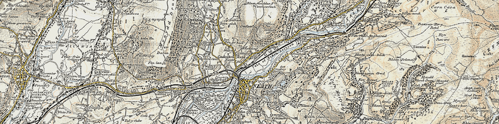 Old map of Cadoxton-Juxta-Neath in 1900-1901