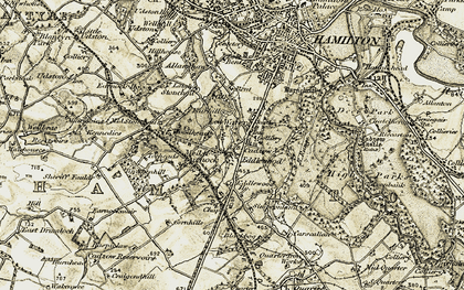 Old map of Cadzow in 1904-1905