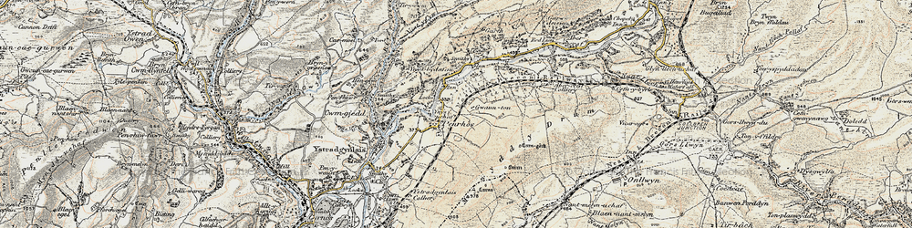 Old map of Cae'r-bont in 1900-1901