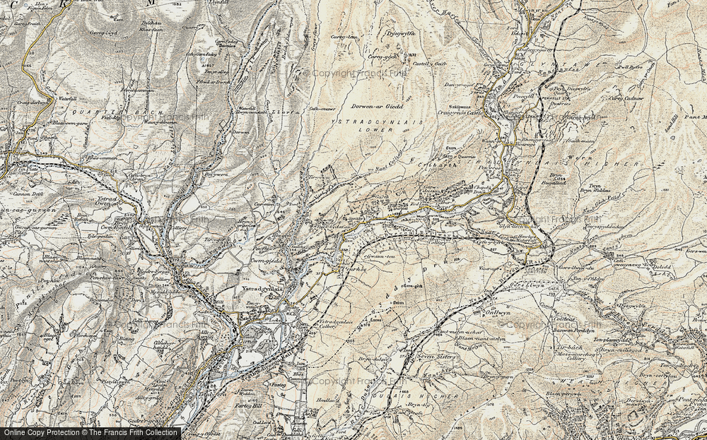 Old Map of Historic Map covering Tir-y-cwm in 1900-1901