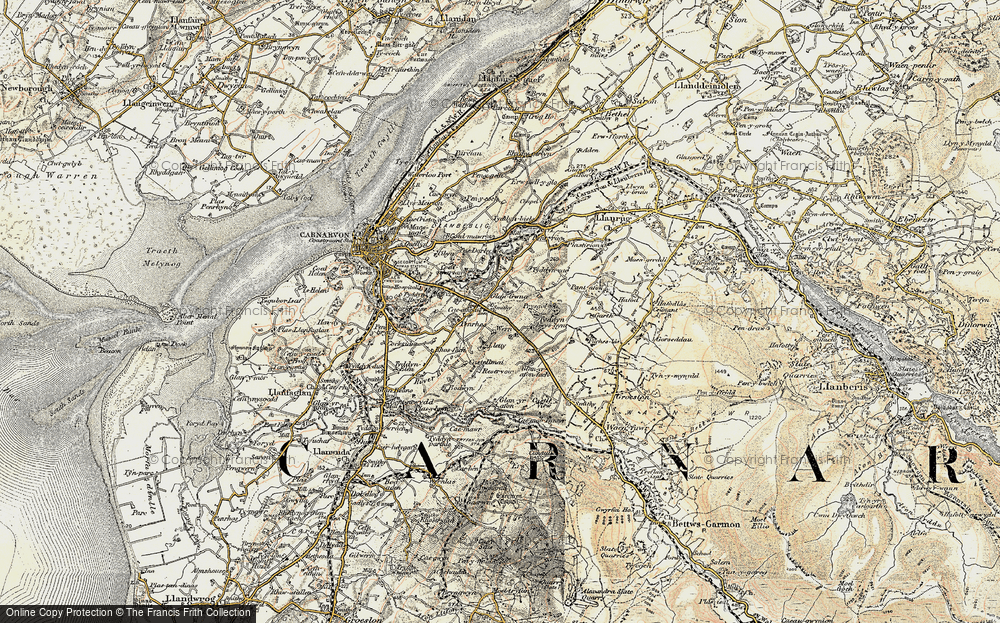 Old Map of Historic Map covering Ysbytty in 1903-1910