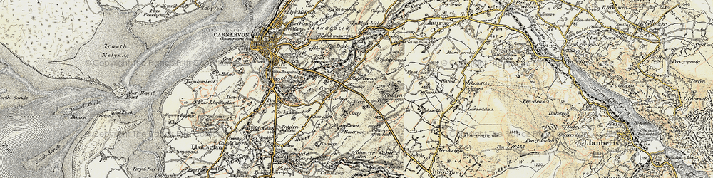 Old map of Caeathro in 1903-1910