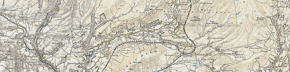 Old map of Caehopkin in 1900-1901