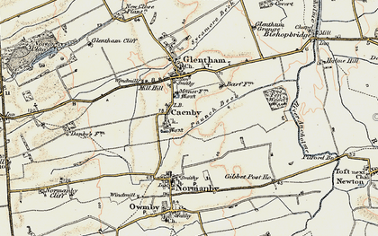 Old map of Caenby in 1903