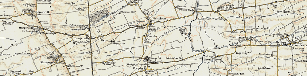 Old map of Caenby in 1903