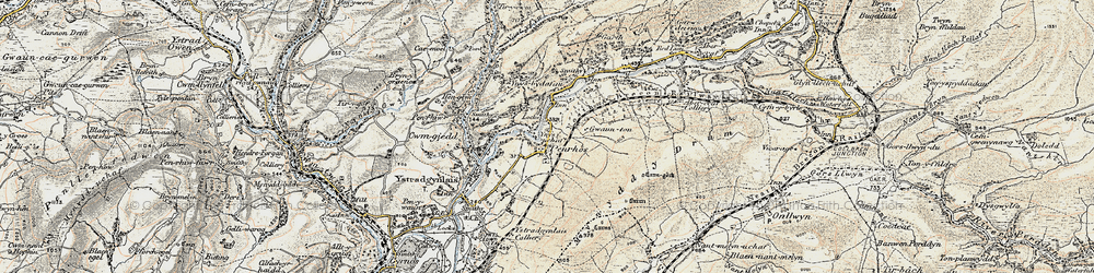 Old map of Caerbont in 1900-1901