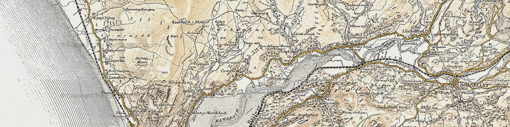 Old map of Uwch-mynydd in 1902-1903