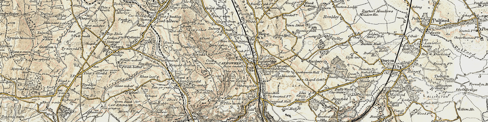 Old map of Caergwrle in 1902-1903