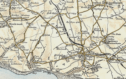 Old map of Caermead in 1899-1900