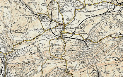 Old map of Caerphilly in 1899-1900