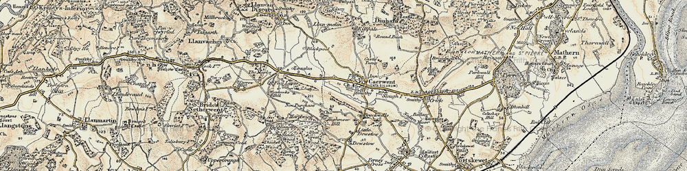 Old map of Caerwent in 1899-1900