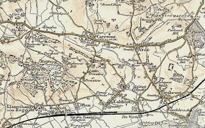 Old map of Caerwent Brook in 1899-1900