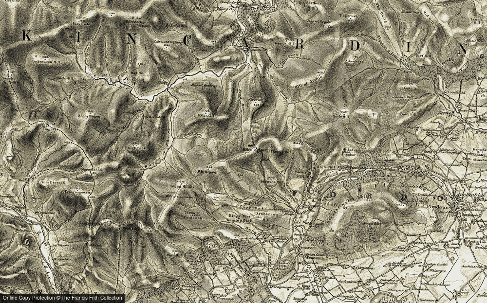 Old Map of Cairn o' Mount, 1908-1909 in 1908-1909