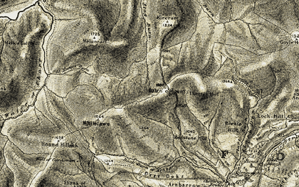 Old map of Cairn o' Mount in 1908-1909