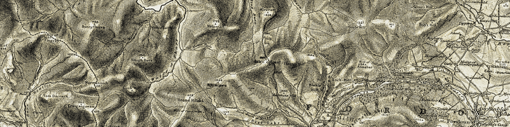 Old map of Back Burn of Arnbarrow in 1908-1909