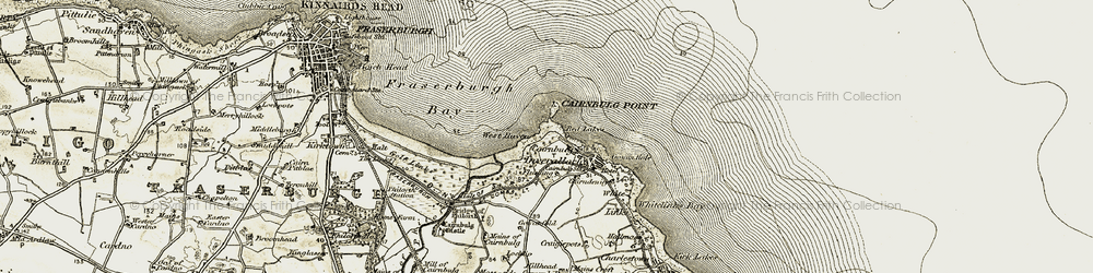 Old map of Cairnbulg in 1909-1910