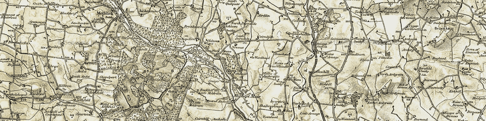 Old map of Cairnleith Crofts in 1909-1910