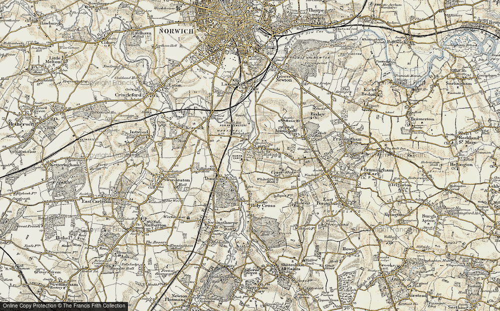 Old Map of Historic Map covering Markshall in 1901-1902