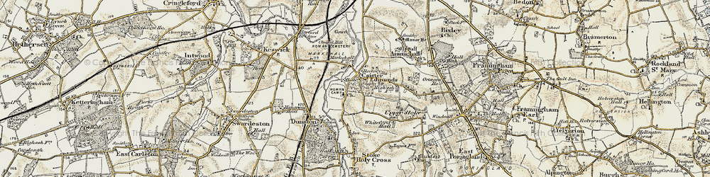 Old map of Caistor St Edmund in 1901-1902