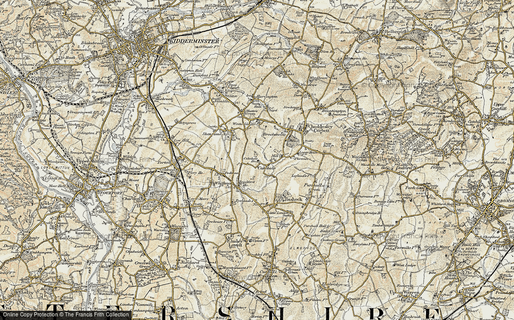 Old Map of Historic Map covering Winterfold Ho in 1901-1902