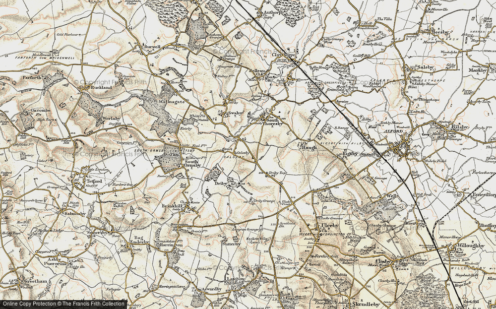 Old Map of Historic Map covering Driby Top in 1902-1903