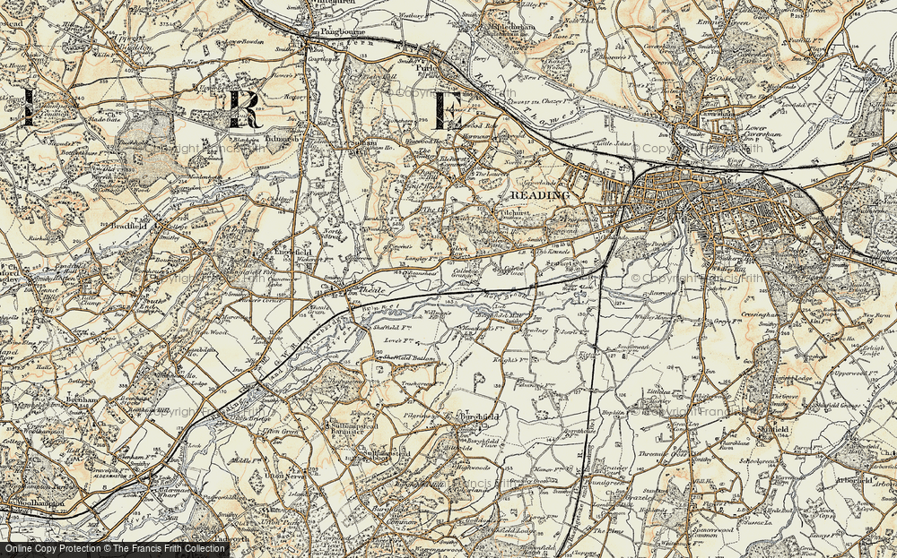 Old Map of Historic Map covering Burghfield Mill in 1897-1900