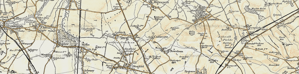 Old map of Caldecote in 1898-1901