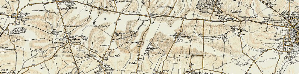Old map of Caldecote in 1899-1901