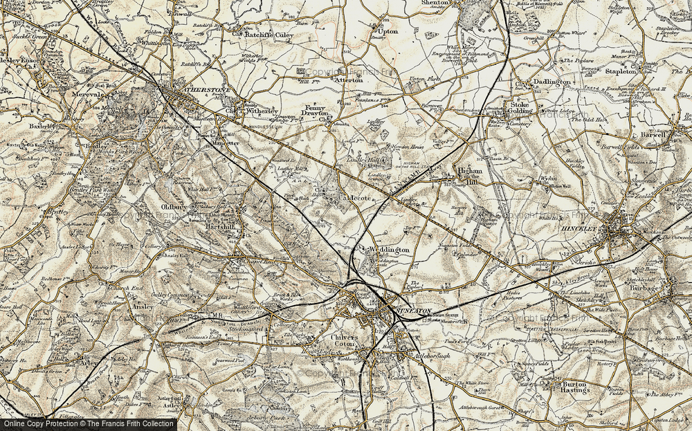 Old Map of Caldecote, 1901-1903 in 1901-1903