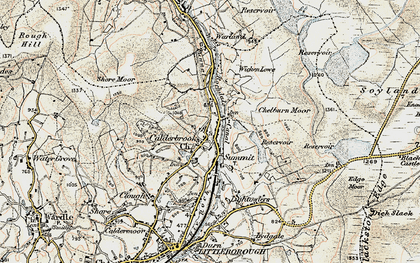 Old map of Blackstone Edge Reservoir in 1903