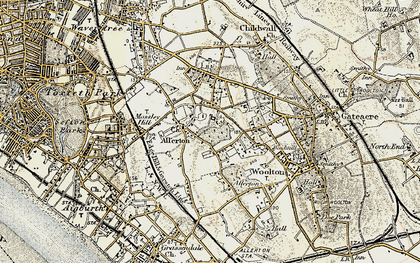 Old map of Calderstones in 1902-1903