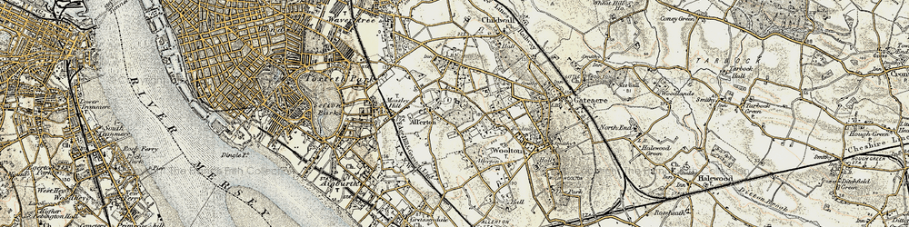 Old map of Calderstones in 1902-1903