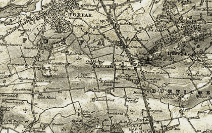 Old map of Caldhame in 1907-1908