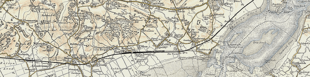 Old map of Caldicot in 1899-1900