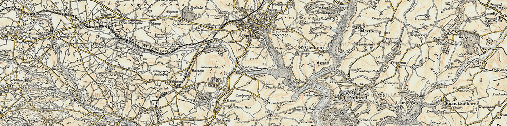 Old map of Calenick in 1900