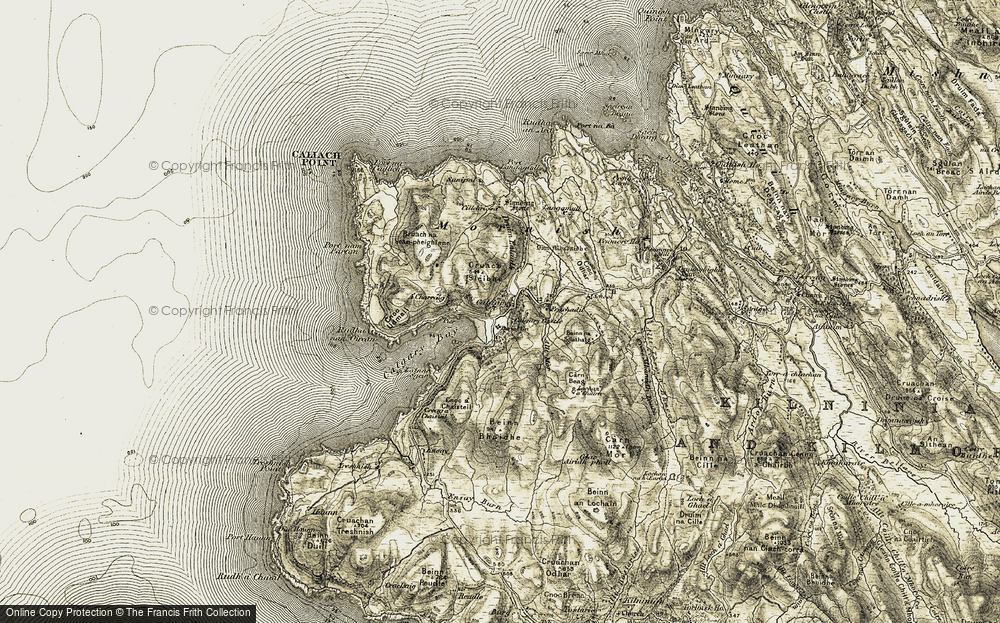 Old Map of Historic Map covering A' Charraig in 1906-1908