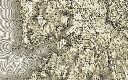 Old map of A' Charraig in 1906-1908