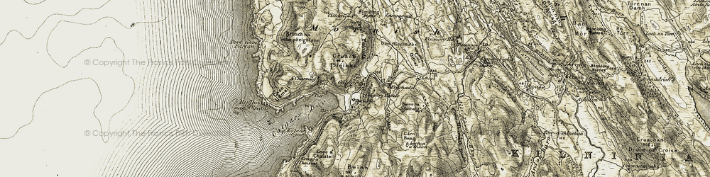 Old map of Bruach na Sean-pheighinne in 1906-1908