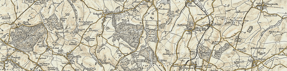 Old map of Calke in 1902-1903