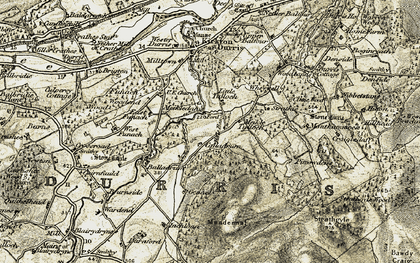 Old map of Calladrum in 1908-1909