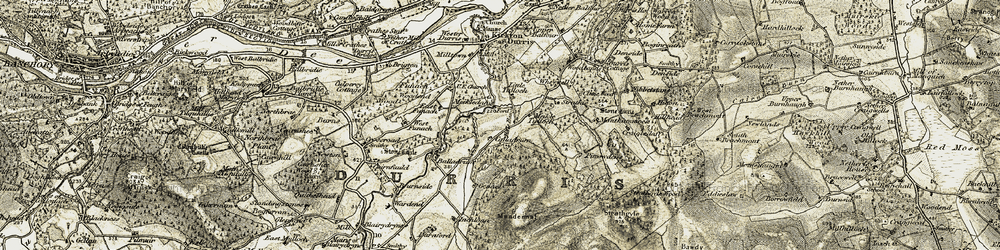 Old map of Calladrum in 1908-1909