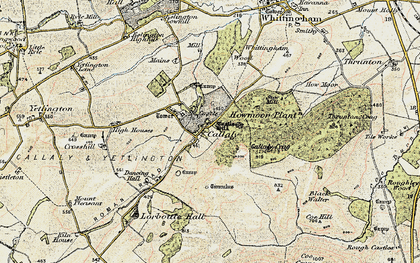 Old map of Callaly in 1901-1903