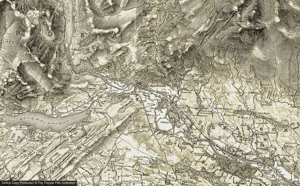 Old Map of Historic Map covering Auchenlaich in 1906-1907
