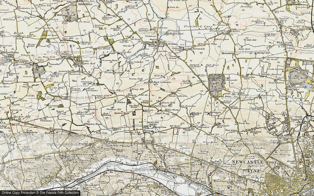 Old Map of Historic Map covering Dewley Hill in 1901-1903