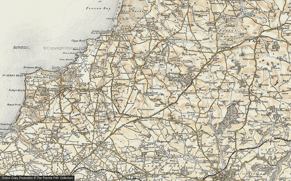 Old Map of Callestick, 1900 in 1900